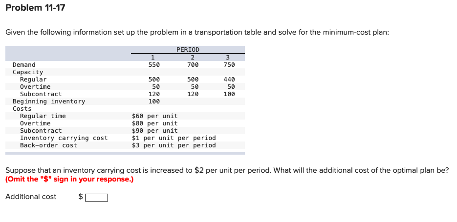 Problem 11-17 Given the following information set