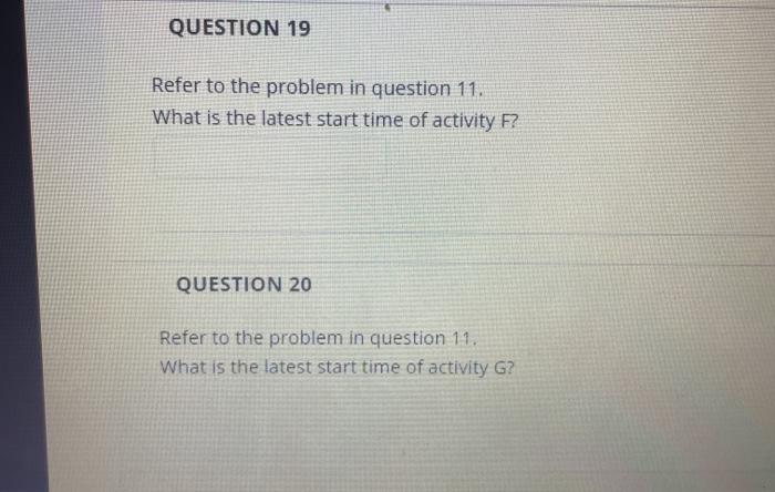 QUESTION 11 Problem #1: The data related to the