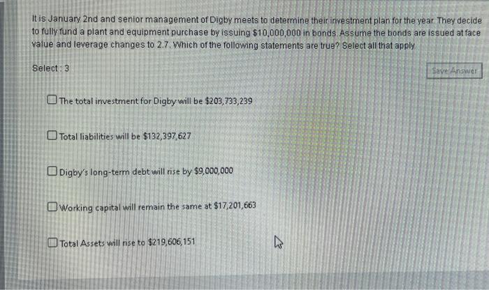 It is January 2nd and senior management of Digby