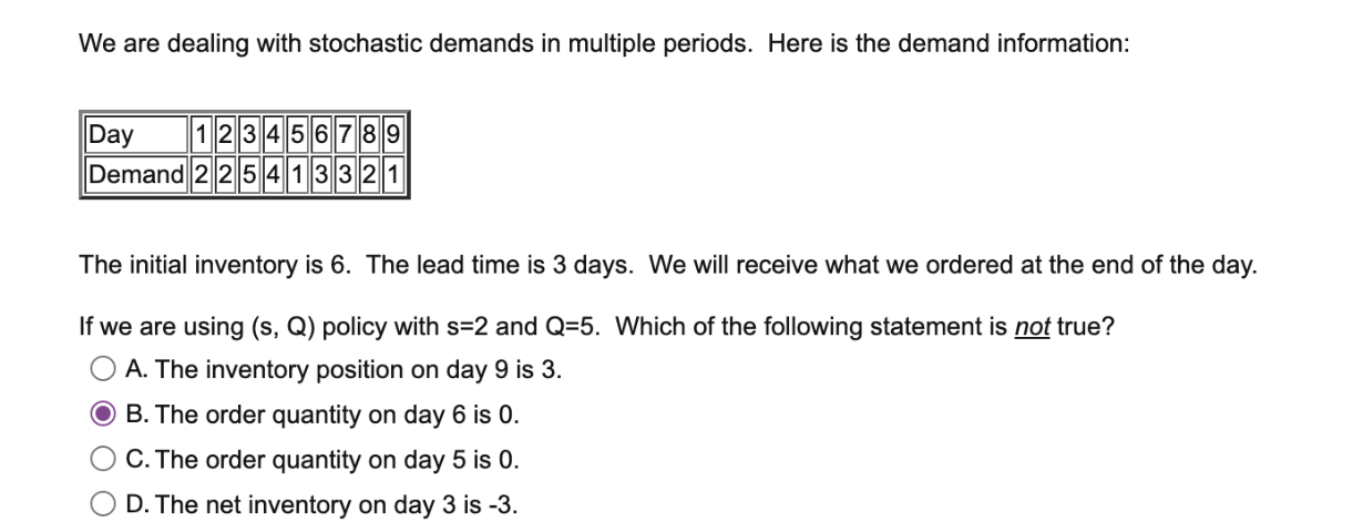We are dealing with stochastic demands in