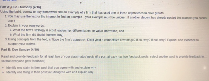 Part A: Due Thursday (4/16) Using the build,