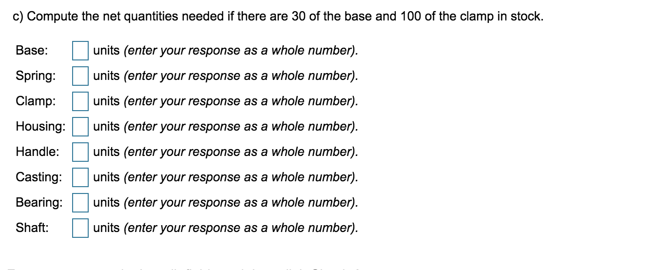 please fill in the blanks c) Compute the net