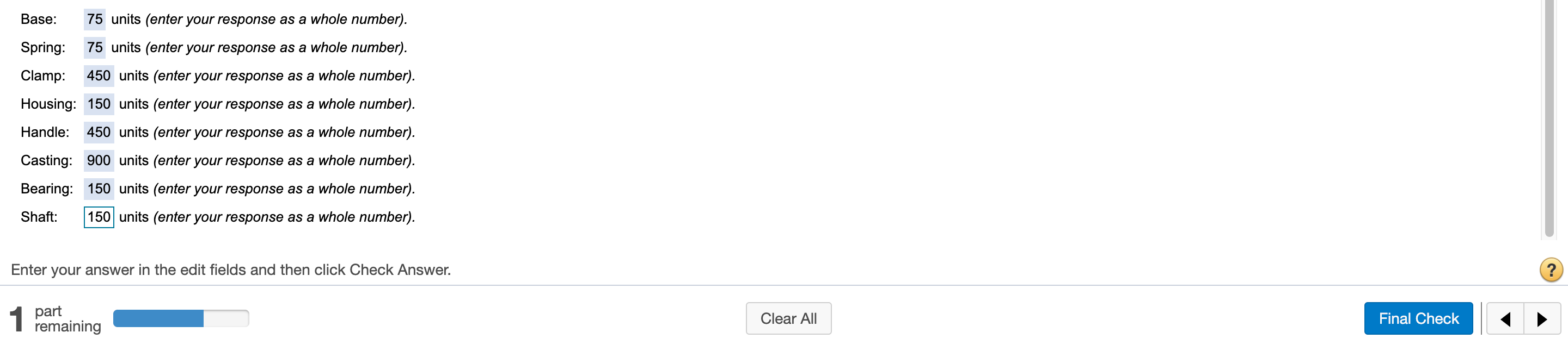 Need "Shaft" in second picture, answer put is