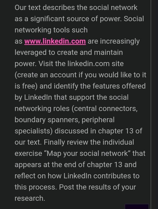 Our text describes the social network as a