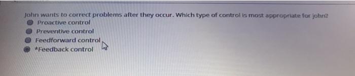John wants to correct problems after they occur.