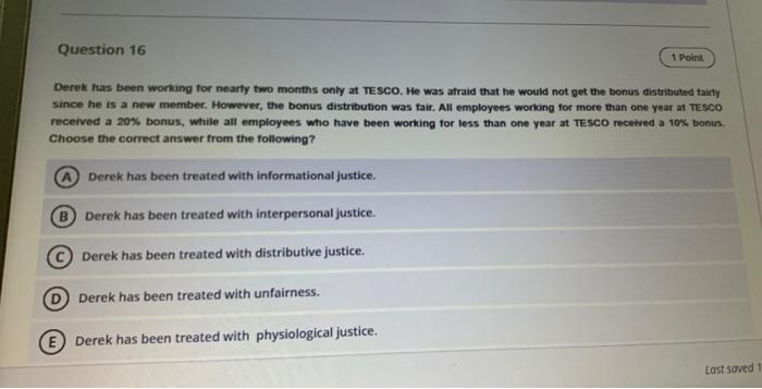 in the source of the problem Question 16 Derek