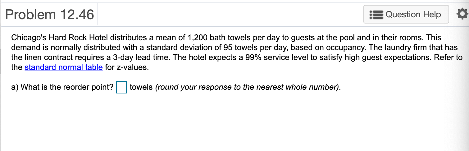 Problem 12.46 Question Help o Chicago's Hard Rock