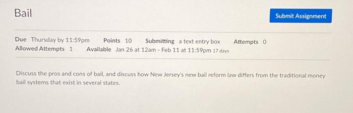 This is a topic on Criminal Justice Bail Submit