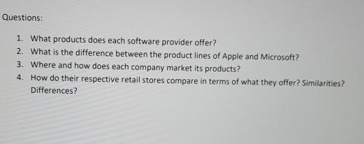 Microsoft & Apple Questions: 1. What products
