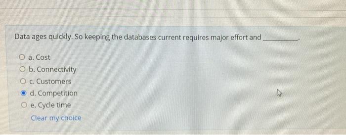 Data ages quickly. So keeping the databases