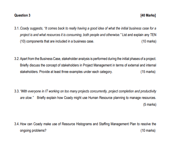 Question 3 [40 Marks) 3.1. Coady suggests, "It