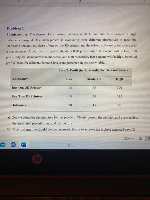 Styles Problem 2 Supplement A: The demand for a