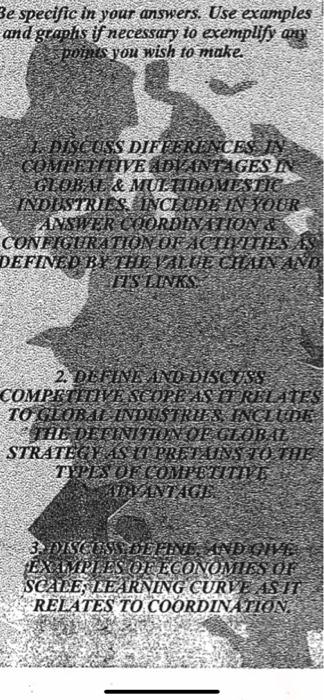 question 2 Be specific in your answers. Use