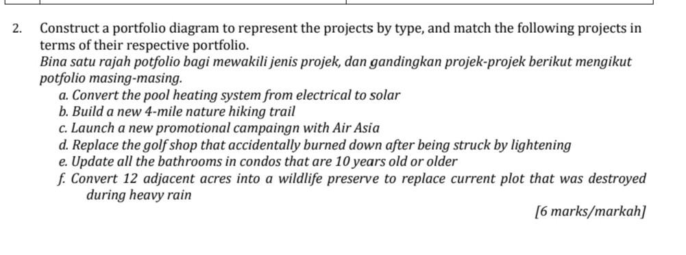 project management 2. Construct a portfolio