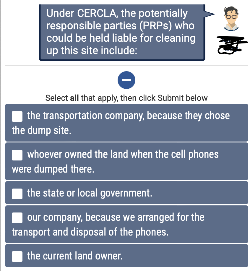 Select all that apply, then click Submit below