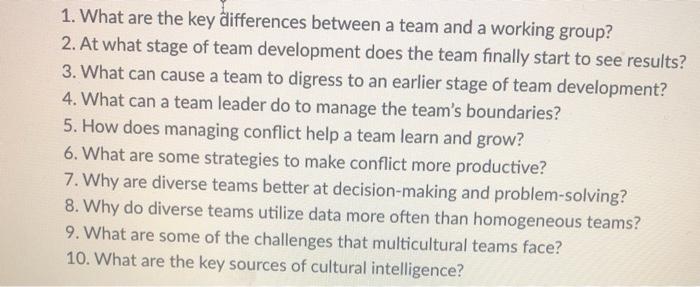 1. What are the key differences between a team