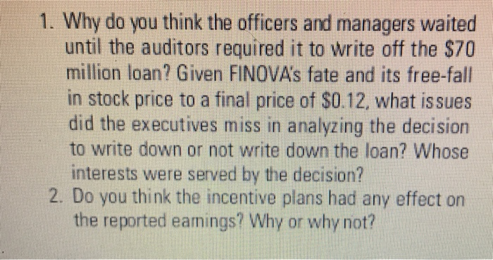 FINOVA and the Loan Write-Off 1. Why do you think