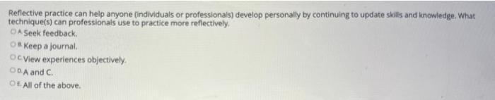 Reflective practice can help anyone (individuals