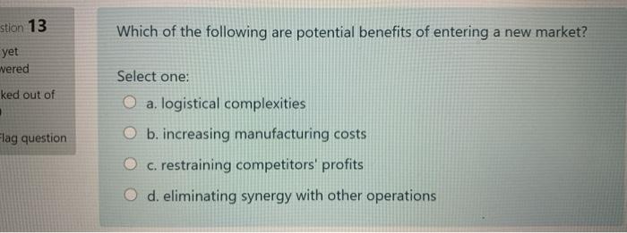 stion 13 Which of the following are potential