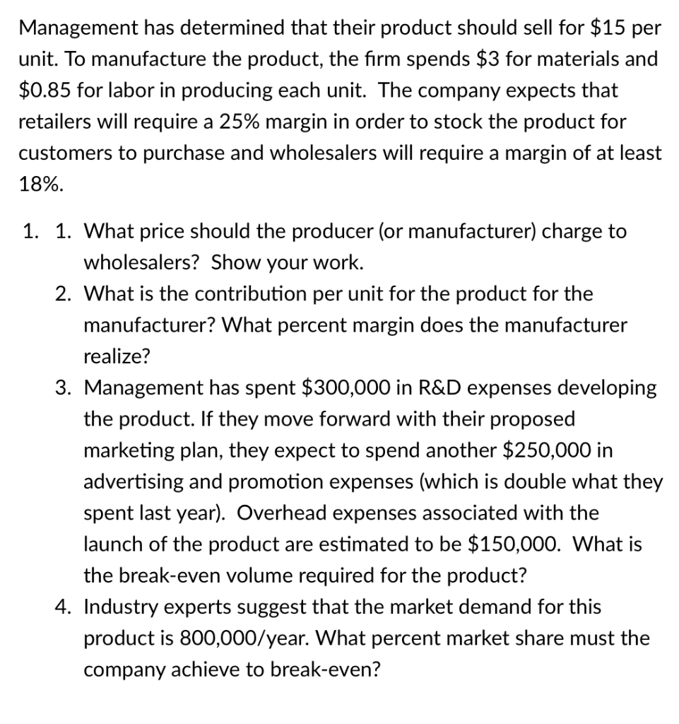 / Management has determined that their product