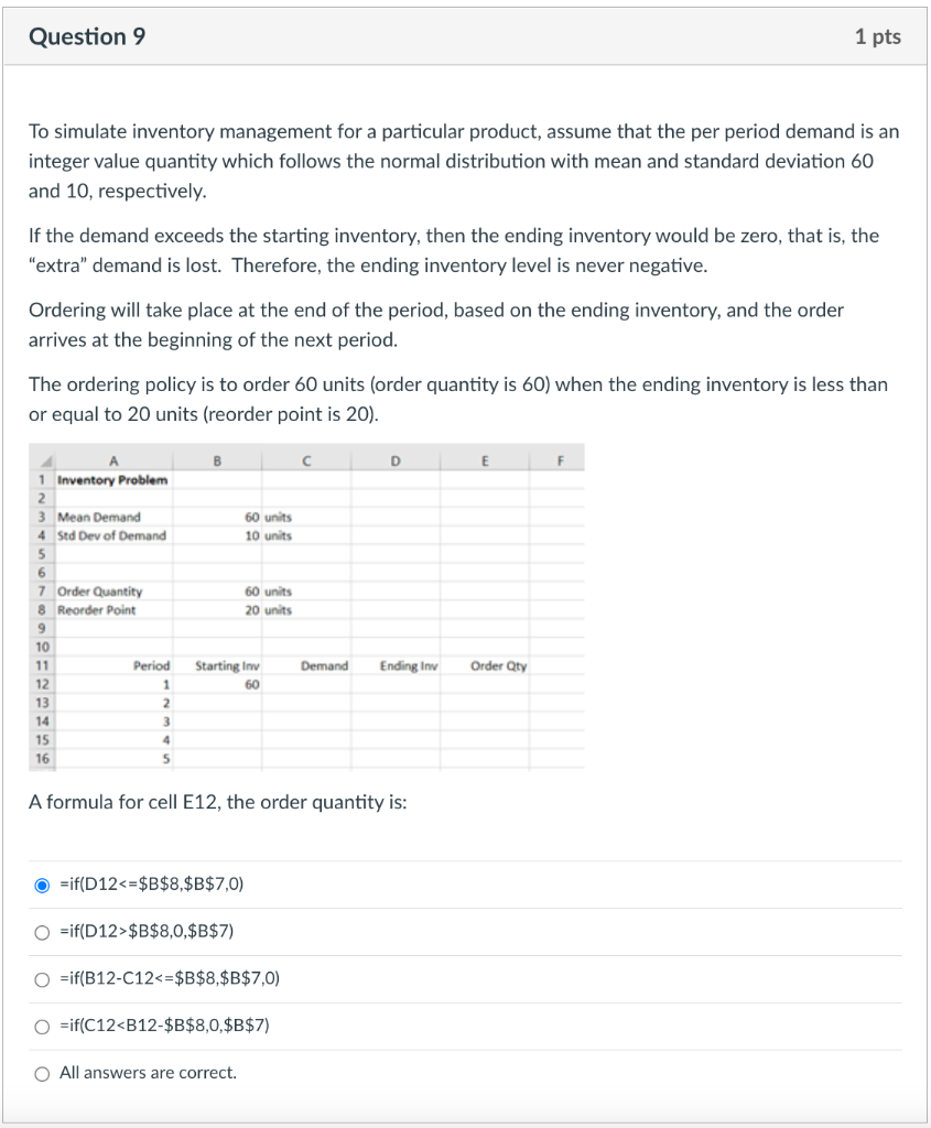 ASAP HELP TO ALL PARTS Question 9 1 pts To