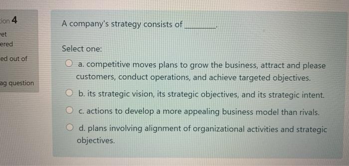 zion 4 A company's strategy consists of wet ered