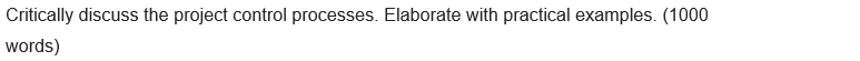 Critically discuss the project control processes.