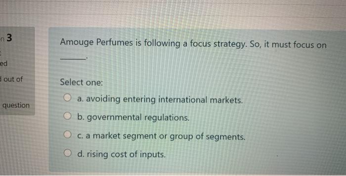 n 3 3 Amouge Perfumes is following a focus