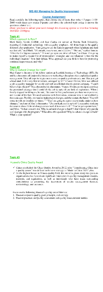 Read carefully the following topics, then choose