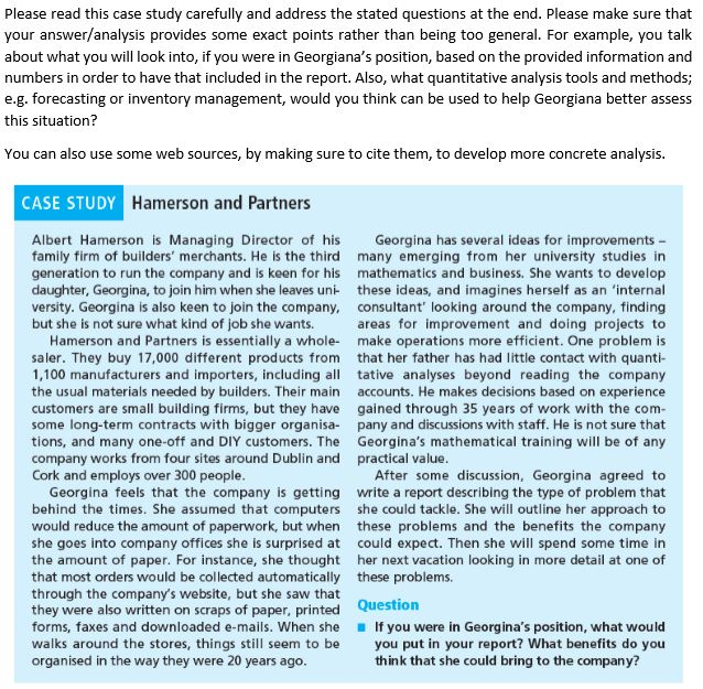 Please read this case study carefully and address