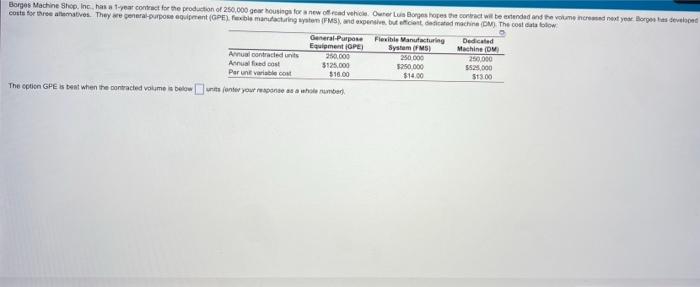 Borges Machine Shop, Inc. has a 1-year contract