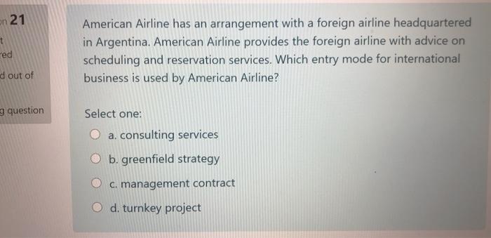 on 21 t red American Airline has an arrangement