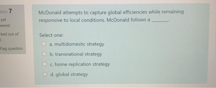 stion 7 McDonald attempts to capture global