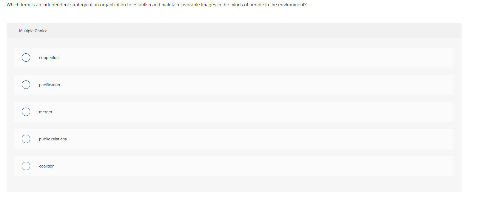 Which term is an independent strategy of an