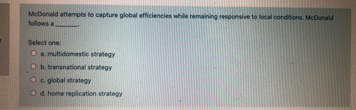 McDonald attempts to capture global efficiencies