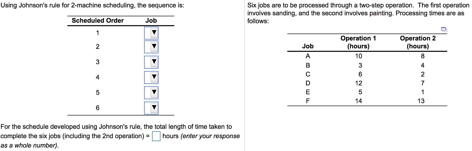 Using Johnson's rule for 2-machine scheduling,