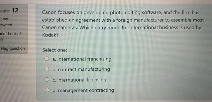 estion 12 -t yet swered Canon focuses on