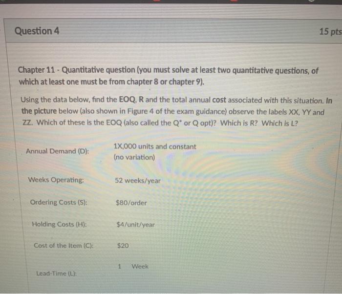 Question 4 15 pts Chapter 11 - Quantitative