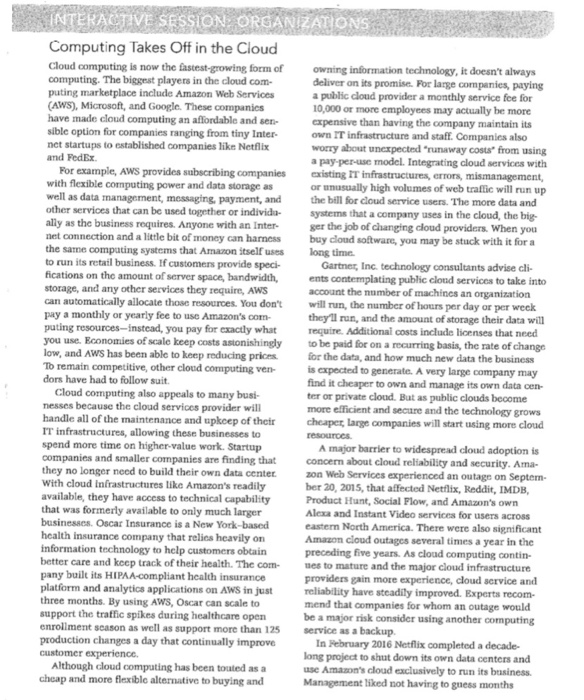 INTERACTIVE SESSION: ORGANIZATIONS Computing