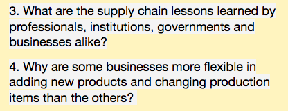 3. What are the supply chain lessons learned by