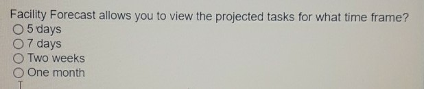 Facility Forecast allows you to view the