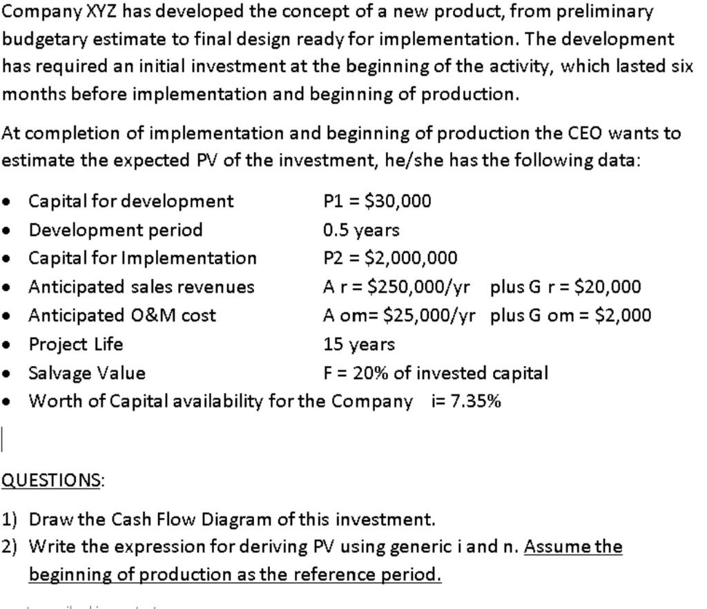 Company XYZ has developed the concept of a new