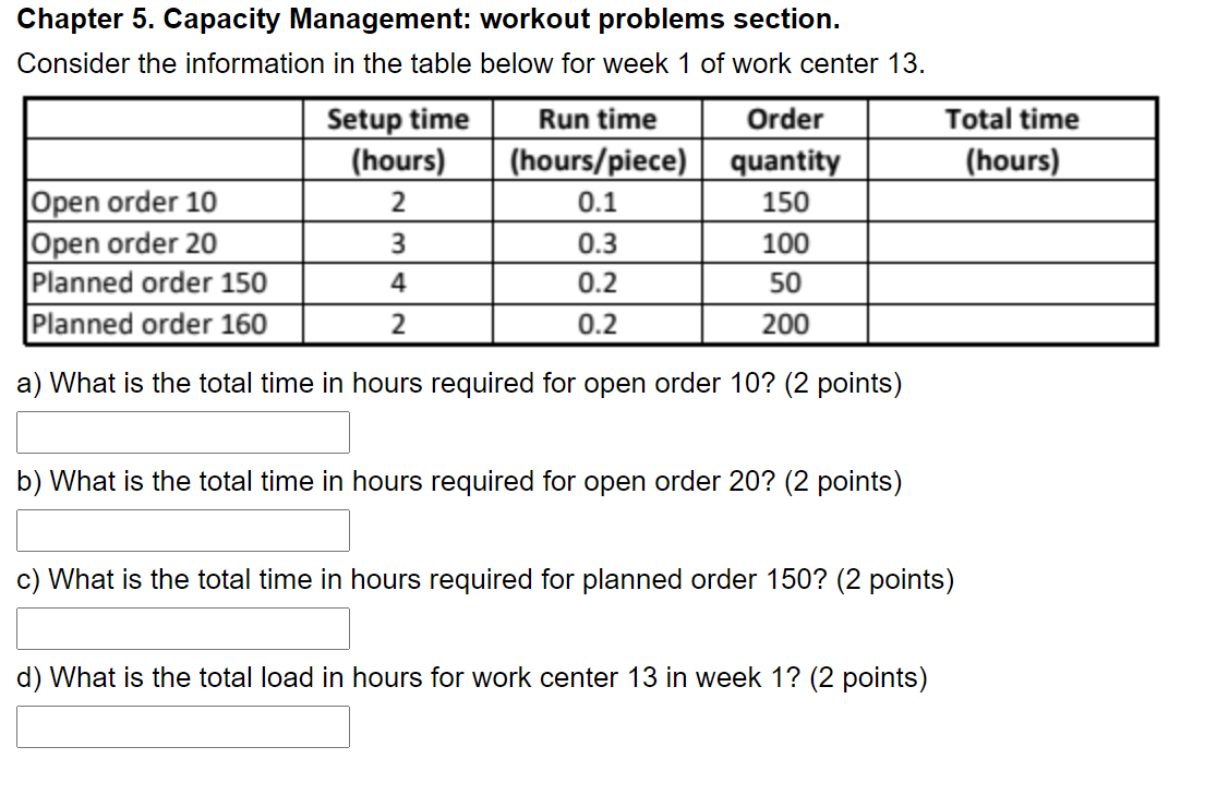 Chapter 5. Capacity Management: workout problems