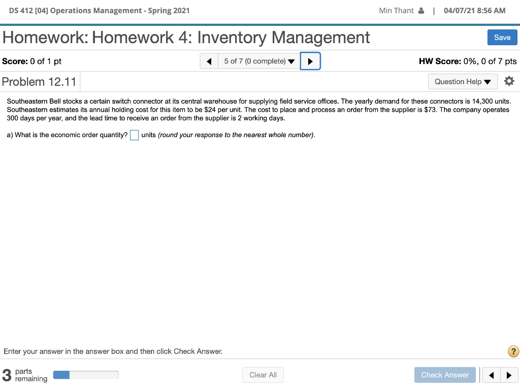DS 412 [04] Operations Management - Spring 2021