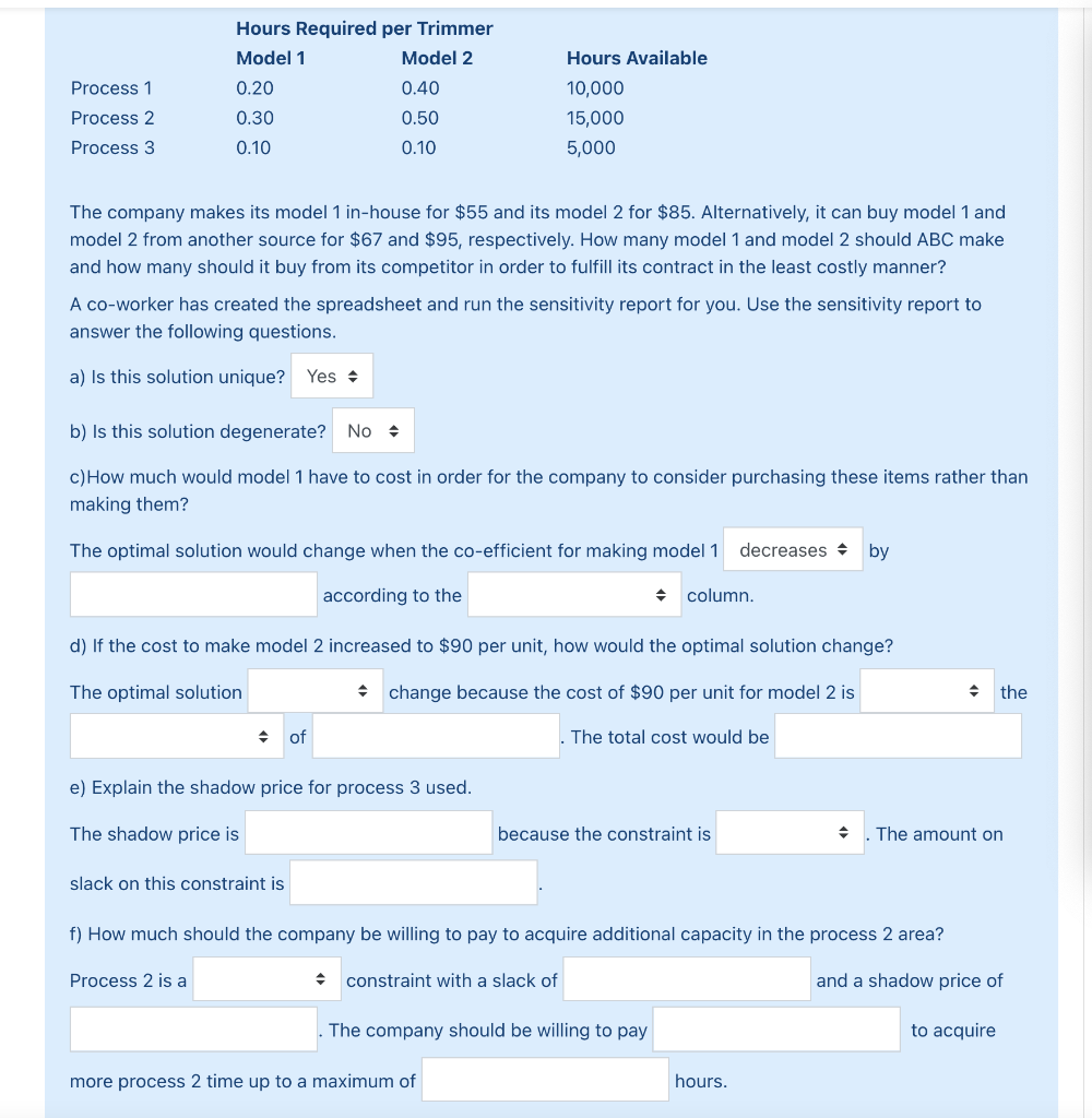 undefined Microsoft Excel Sensitivity Report
