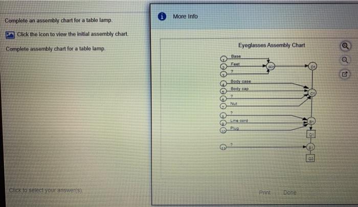 More Info Complete an assembly chart for a table