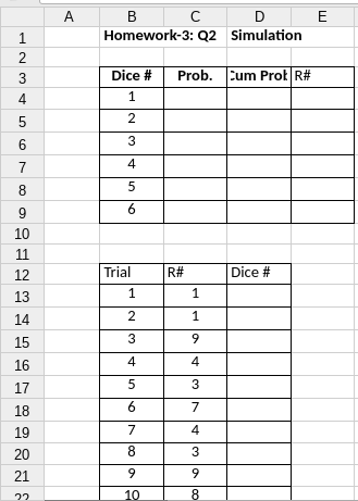 Please use the excel format to answer the