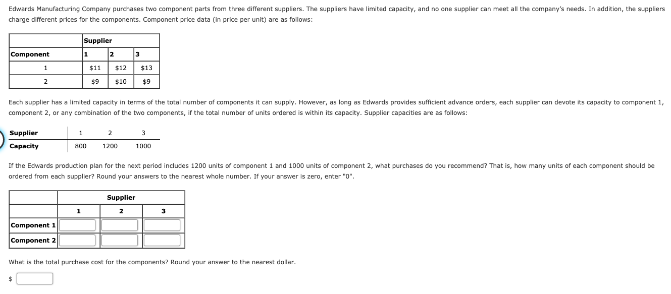 please help! thank you! Edwards Manufacturing