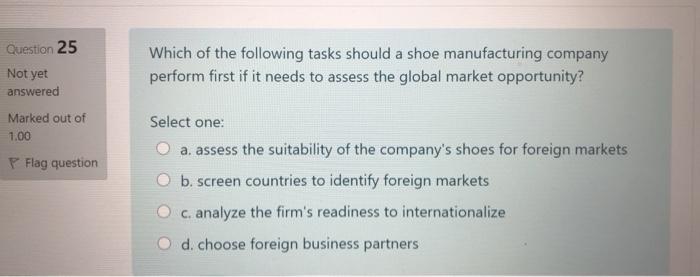 Which of the following tasks should a shoe