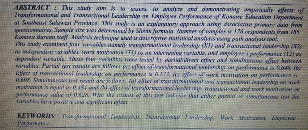 ABSTRACT : This study aim is to assess, to